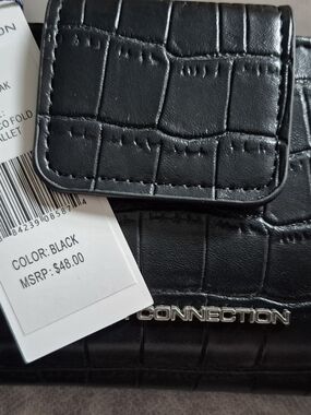 French Connection Black Croc-Embossed Wallet
